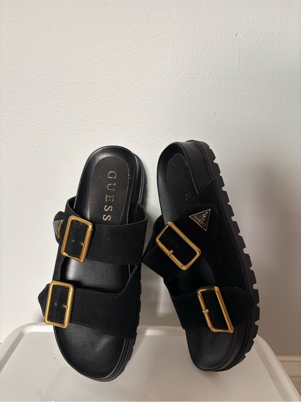 GUESS Black Suede Slides
